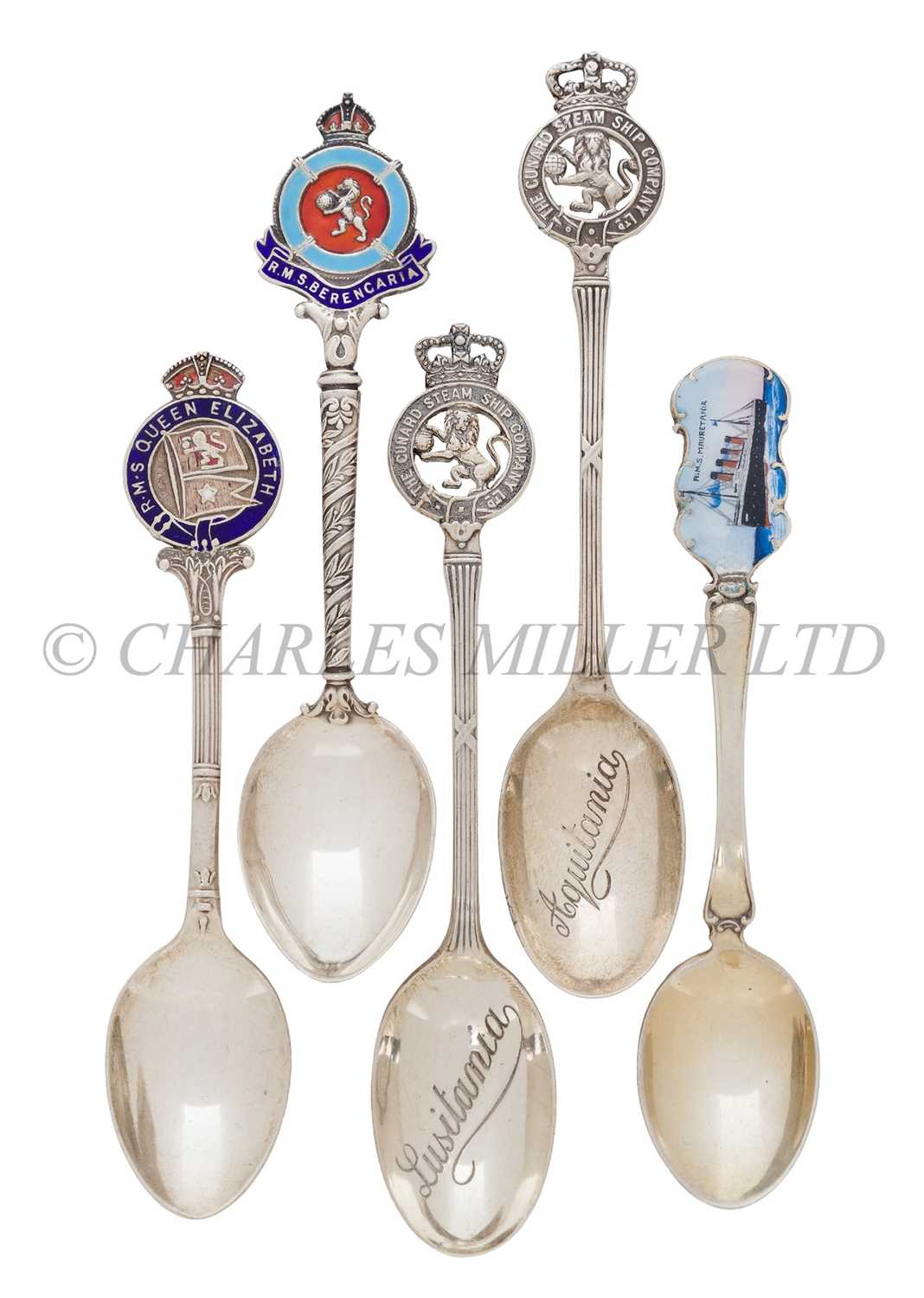 Lot 106 - CUNARD LINE, VARIOUS SHIPS’ SOUVENIR SPOONS