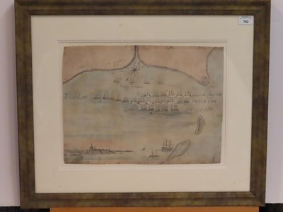 Lot 162 - A RARE CONTEMPORARY PLAN OF THE BATTLE OF THE NILE, PEN AND INK WITH WATERCOLOUR ON PAPER, ENGLISH, CIRCA 1798