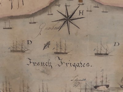 Lot 162 - A RARE CONTEMPORARY PLAN OF THE BATTLE OF THE NILE, PEN AND INK WITH WATERCOLOUR ON PAPER, ENGLISH, CIRCA 1798
