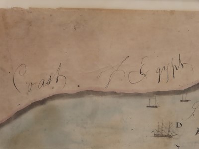 Lot 162 - A RARE CONTEMPORARY PLAN OF THE BATTLE OF THE NILE, PEN AND INK WITH WATERCOLOUR ON PAPER, ENGLISH, CIRCA 1798