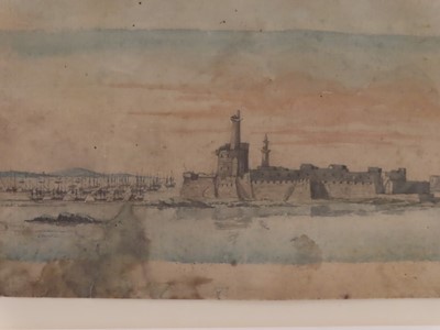 Lot 162 - A RARE CONTEMPORARY PLAN OF THE BATTLE OF THE NILE, PEN AND INK WITH WATERCOLOUR ON PAPER, ENGLISH, CIRCA 1798