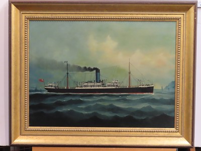 Lot 60 - CHINESE SCHOOL (20TH CENTURY) The Blue Funnel Line's S.S. 'Agamemnon', circa 1900