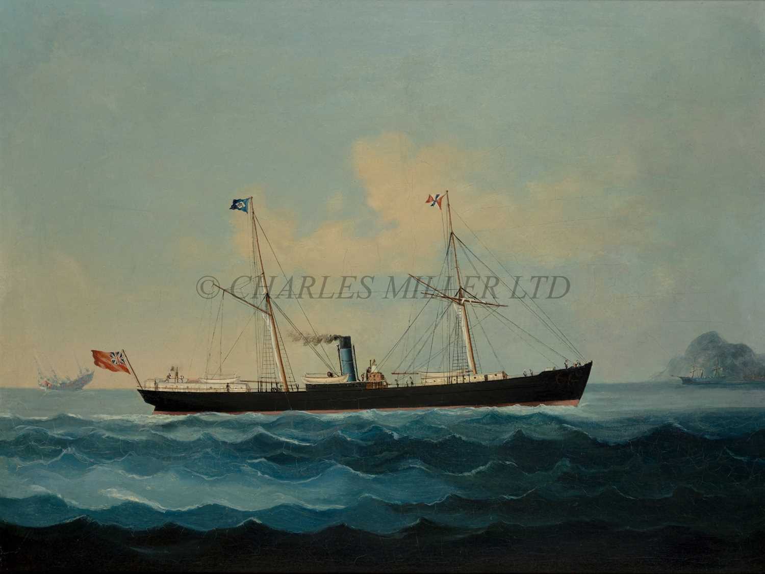 Lot 55 - CHINESE SCHOOL (19TH CENTURY) - A Blue Funnel Line 'Patroclus' Class steamer off China