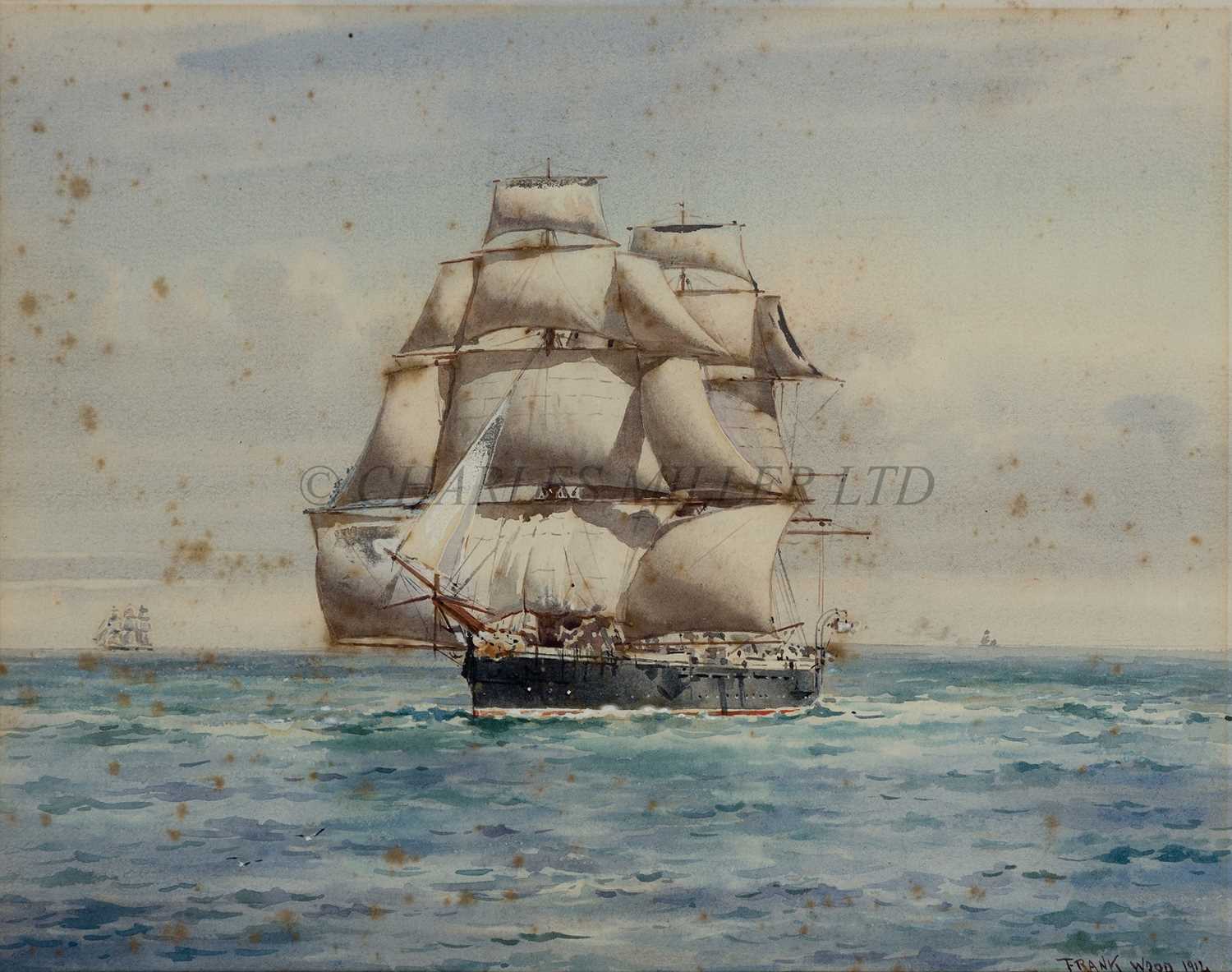 Lot 204 - FRANK WATSON WOOD (BRITISH, 1862-1953) - A sailing ironclad of the Royal Navy, circa 1870