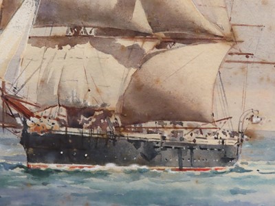 Lot 204 - FRANK WATSON WOOD (BRITISH, 1862-1953) - A sailing ironclad of the Royal Navy, circa 1870