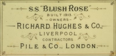 Lot 81 - A MIRROR-BACKED BUILDER'S HALF-MODEL FOR THE S.S. 'BLUSH ROSE', BUILT BY DE MERWEDE S&M (HOLLAND) FOR RICHARD HUGHES & CO., LIVERPOOL, 1913