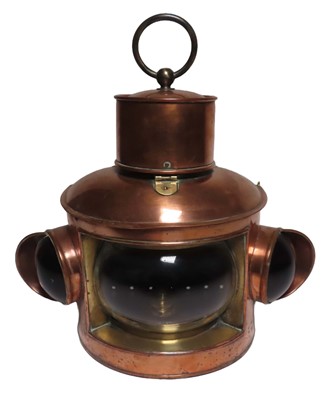 Lot 141 - A 20TH CENTURY STEAM LAUNCH TRICOLOUR LAMP