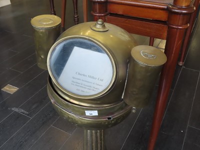 Lot 94 - TWO RARE 19TH CENTURY BRASS BINNACLE PEDESTALS