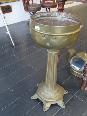Lot 94 - TWO RARE 19TH CENTURY BRASS BINNACLE PEDESTALS