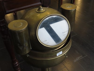 Lot 94 - TWO RARE 19TH CENTURY BRASS BINNACLE PEDESTALS