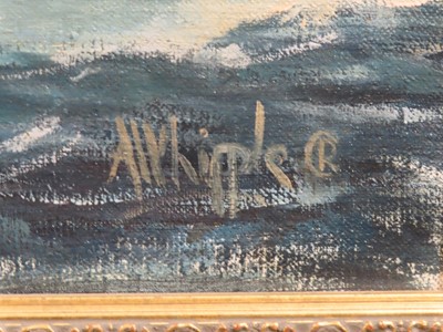 Lot 63 - δ A. WHIPPLE (BRITISH, 20TH CENTURY) - Aquitania at sea