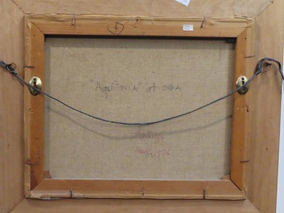 Lot 63 - δ A. WHIPPLE (BRITISH, 20TH CENTURY) - Aquitania at sea