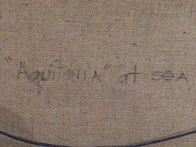 Lot 63 - δ A. WHIPPLE (BRITISH, 20TH CENTURY) - Aquitania at sea