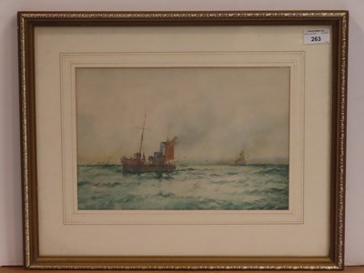 Lot 263 - δ ERIC ERSKINE CAMPBELL TUFNELL (1888-1978) - H.M.S. 'Suffolk' in dazzle camouflage on patrol 23rd May 1941