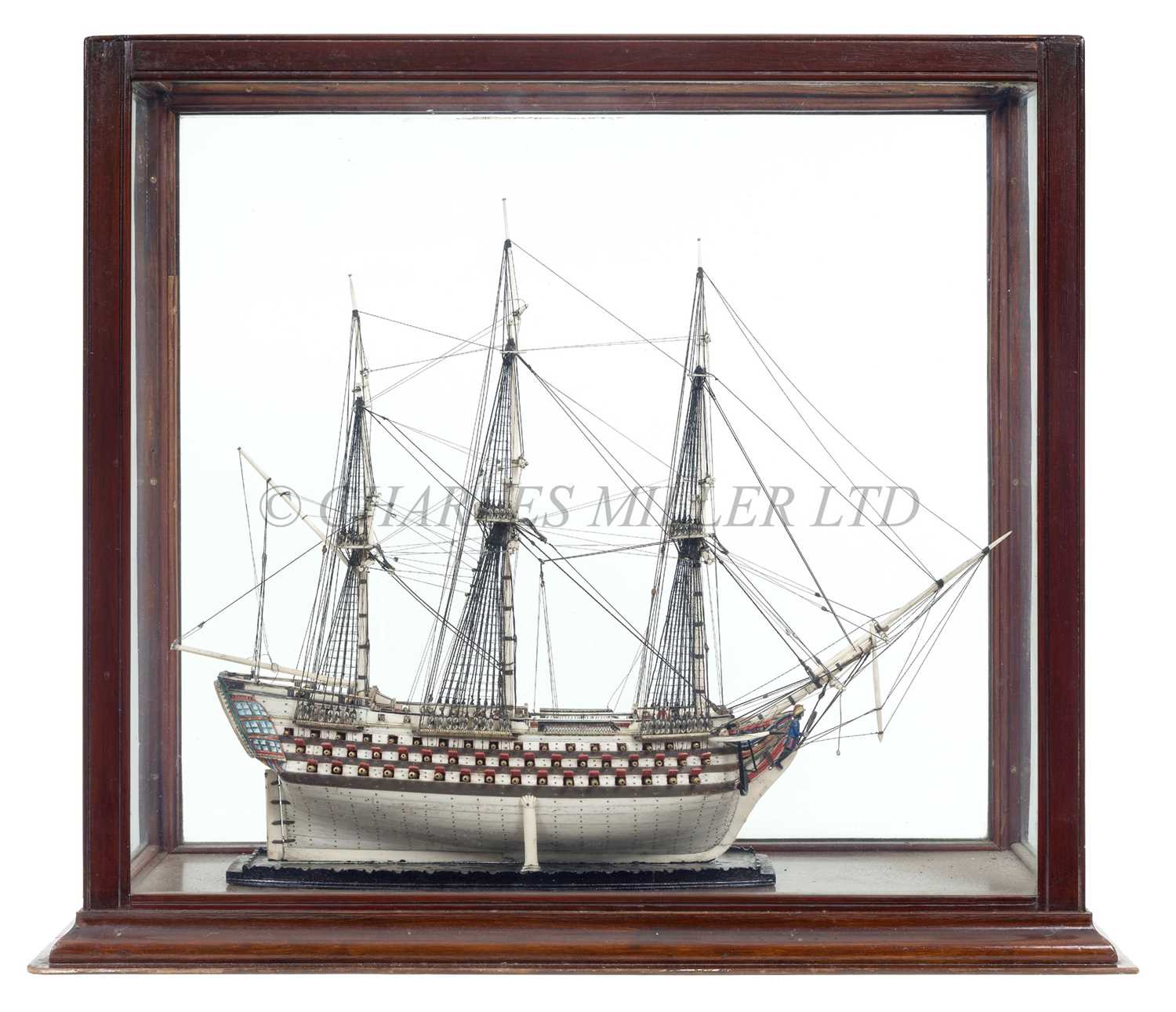 Lot 160 - A EARLY 19TH CENTURY FRENCH NAPOLEONIC PRISONER-OF-WAR BONE SHIP MODEL
