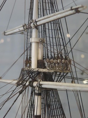 Lot 160 - A EARLY 19TH CENTURY FRENCH NAPOLEONIC PRISONER-OF-WAR BONE SHIP MODEL