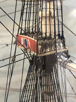 Lot 160 - A EARLY 19TH CENTURY FRENCH NAPOLEONIC PRISONER-OF-WAR BONE SHIP MODEL