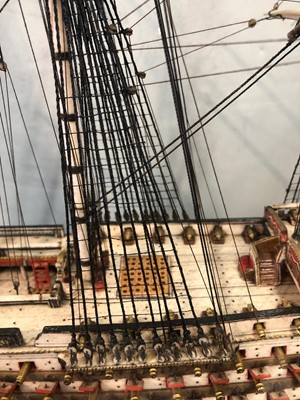 Lot 160 - A EARLY 19TH CENTURY FRENCH NAPOLEONIC PRISONER-OF-WAR BONE SHIP MODEL