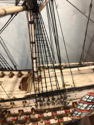Lot 160 - A EARLY 19TH CENTURY FRENCH NAPOLEONIC PRISONER-OF-WAR BONE SHIP MODEL