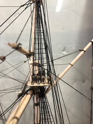 Lot 160 - A EARLY 19TH CENTURY FRENCH NAPOLEONIC PRISONER-OF-WAR BONE SHIP MODEL