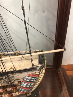 Lot 160 - A EARLY 19TH CENTURY FRENCH NAPOLEONIC PRISONER-OF-WAR BONE SHIP MODEL