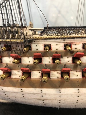Lot 160 - A EARLY 19TH CENTURY FRENCH NAPOLEONIC PRISONER-OF-WAR BONE SHIP MODEL