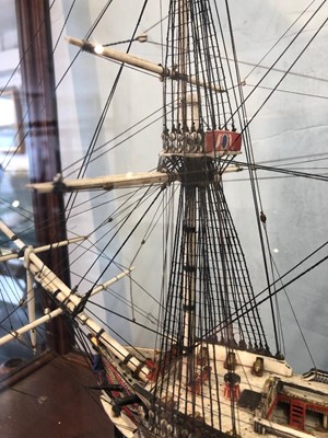Lot 160 - A EARLY 19TH CENTURY FRENCH NAPOLEONIC PRISONER-OF-WAR BONE SHIP MODEL