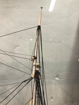 Lot 160 - A EARLY 19TH CENTURY FRENCH NAPOLEONIC PRISONER-OF-WAR BONE SHIP MODEL
