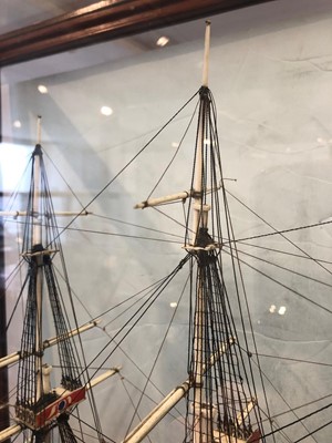 Lot 160 - A EARLY 19TH CENTURY FRENCH NAPOLEONIC PRISONER-OF-WAR BONE SHIP MODEL