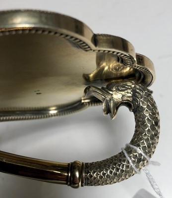 Lot 75 - A LARGE RUSSIAN SILVER-GILT AND CLOISONNÉ ENAMEL CEREMONIAL KOVSH BY GRACHEV BROTHERS, ST PETERSBURG, CIRCA 1892