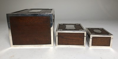 Lot 73 - SILVER-MOUNTED CIGAR AND CIGARETTE BOXES MADE FROM WOOD RECOVERED FROM THE S.S. 'FUKUI MARU' (EX-'ABERGELDIE'), AFTER SHE WAS SUNK AS A BLOCKSHIP AT PORT ARTHUR DURING THE RUSSO-JAPANESE WAR OF 1904