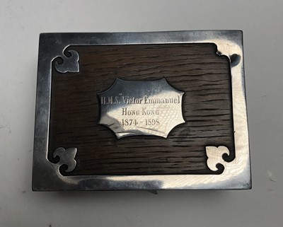 Lot 73 - SILVER-MOUNTED CIGAR AND CIGARETTE BOXES MADE FROM WOOD RECOVERED FROM THE S.S. 'FUKUI MARU' (EX-'ABERGELDIE'), AFTER SHE WAS SUNK AS A BLOCKSHIP AT PORT ARTHUR DURING THE RUSSO-JAPANESE WAR OF 1904
