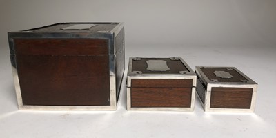Lot 73 - SILVER-MOUNTED CIGAR AND CIGARETTE BOXES MADE FROM WOOD RECOVERED FROM THE S.S. 'FUKUI MARU' (EX-'ABERGELDIE'), AFTER SHE WAS SUNK AS A BLOCKSHIP AT PORT ARTHUR DURING THE RUSSO-JAPANESE WAR OF 1904