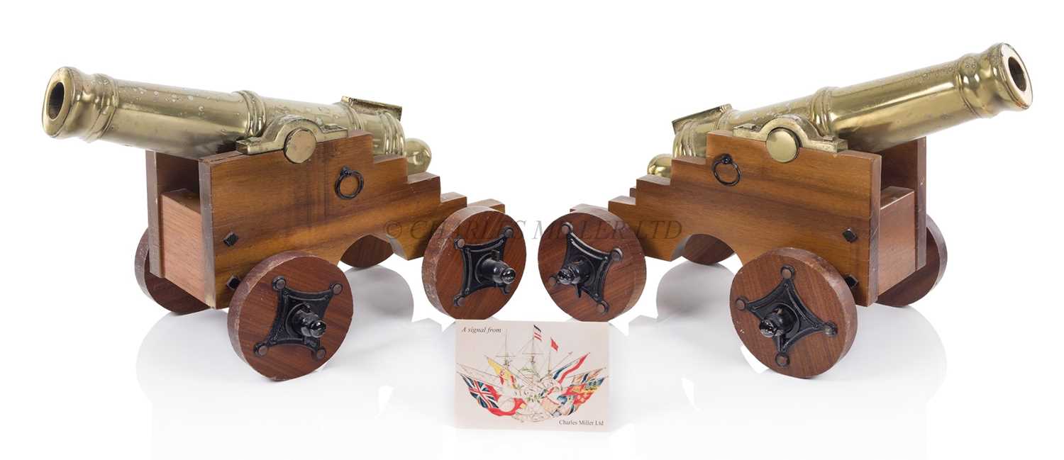 Lot 197 - A PAIR OF LARGE MODEL CANNON, 20TH CENTURY