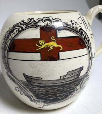 Lot 146 - A RARE WEDGWOOD CREAMWARE TEAPOT FOR THE WORSHIPFUL COMPANY OF SHIPWRIGHTS, AND PROBABLY COMMEMORATING THE LAUNCH OF H.M.S. ADVENTURE AT DEPTFORD IN 1784