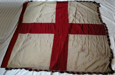 Lot 175 - A SILK ST. GEORGE'S FLAG PRESENTED TO THE WORSHIPFUL COMPANY OF SHIPWRIGHTS, 19TH CENTURY