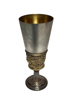 Lot 155 - A PARCEL-GILT-SILVER GOBLET COMMEMORATING SOUTHWELL MINSTER BY HECTOR MILLER FOR AURUM SILVER, LONDON, 1984