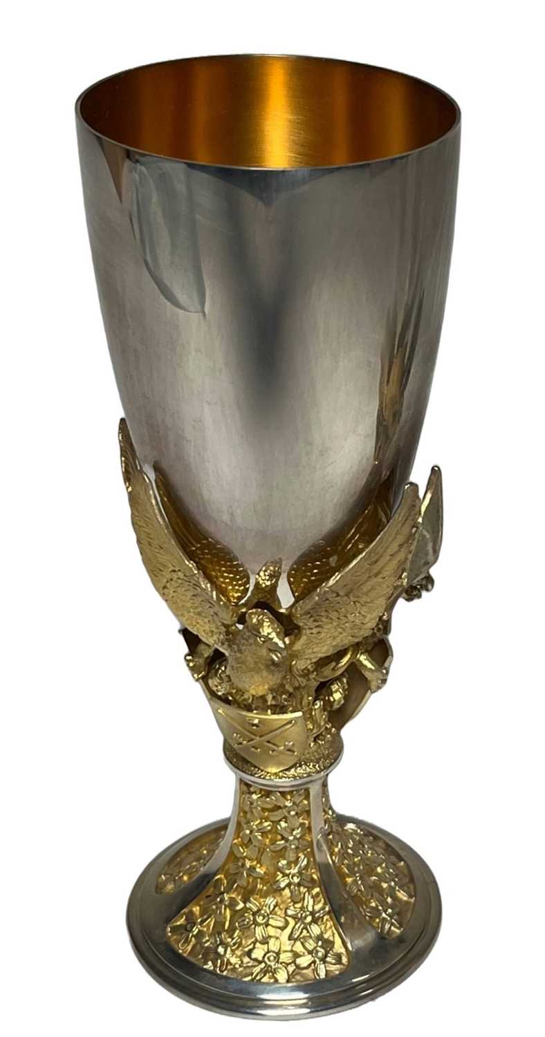 Lot 184 - A PARCEL-GILT-SILVER ROYAL WEDDING COMMEMORATIVE GOBLET BY HECTOR MILLER FOR AURUM SILVER, LONDON, 1981