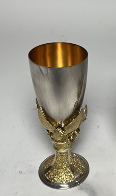 Lot 184 - A PARCEL-GILT-SILVER ROYAL WEDDING COMMEMORATIVE GOBLET BY HECTOR MILLER FOR AURUM SILVER, LONDON, 1981