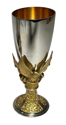 Lot 185 - A PARCEL-GILT-SILVER GOBLET COMMEMORATING THE ROYAL WEDDING BY HECTOR MILLER FOR AURUM SILVER, LONDON, 1981