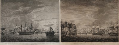 Lot 161 - A PAIR OF 18TH CENTURY ENGRAVINGS OF ACTIONS DURING THE AMERICAN WAR OF INDEPENDENCE