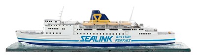 Lot 141 - A TRAVEL AGENT'S WATERLINE MODEL FOR THE M.V. RORO FERRIES 'HORSA', 'HENGIST' AND 'SENLAC' [1972], AS DEPICTED IN 1979