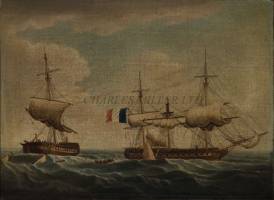 Lot 171 - ATTRIBUTED TO ROBERT DODD (BRITISH, 1748-1815) 'La Piémontaise' capturing the 'Warren Hastings', 21st June 1806