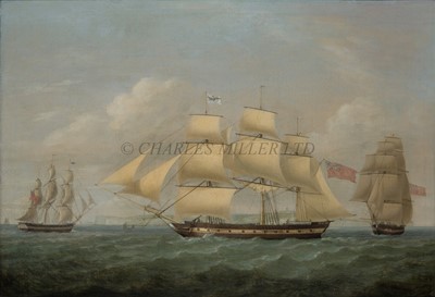 Lot 29 - WILLIAM DIXON (BRITISH, 1774-C.1827) The East Indiaman 'Phoenix' in three positions in the Downs off Dover