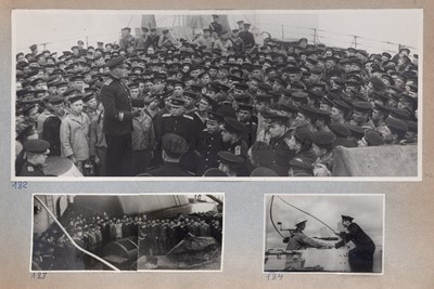 Lot 289 - AN INTERESTING WORLD WAR II PHOTOGRAPH ALBUM FOR THE RUSSIAN WARSHIP ' ARCHANGELSK'