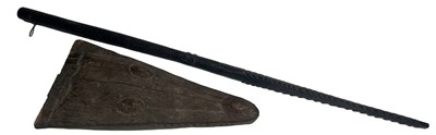 Lot 39 - A 19TH CENTURY WOODEN TRIBAL SOUTH SEAS CANOE PROW