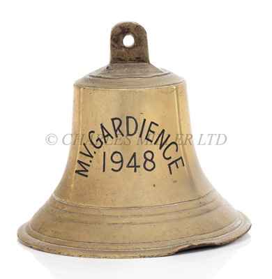 Lot 131 - A SHIP'S BELL FROM THE LONDON & ROCHESTER TRADING CO. LTD COASTER SHIP 'GARDIENCE', 1948