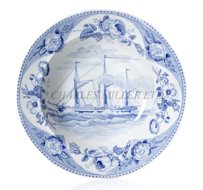 Lot 86 - A RARE DISH FROM THE AUSTRALIAN HUNTER RIVER S.N. CO.'S PADDLE STEAMER ROSE, CIRCA 1840