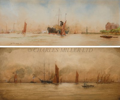 Lot 104 - WILLIAM MINSHALL BIRCHALL (BRITISH, 1884-1941) A P & O Liner leaving Tilbury