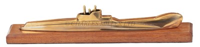 Lot 254 - AN ENGINEER'S BRASS PRESENTATION WATERLINE MODEL FOR AN 'A'-CLASS SUBMARINE, CIRCA 1945